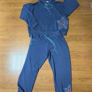 P.J. Salvage Star Print Lounge Set Size XL Blue